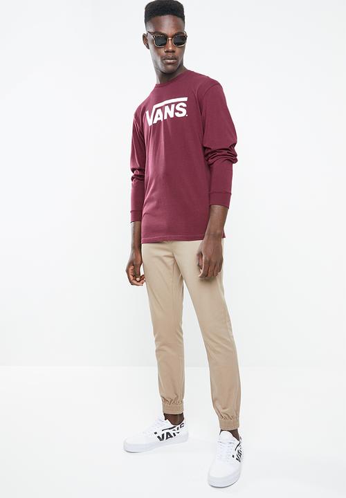 Vans - Vans classic long sleeve tee - burgundy & white