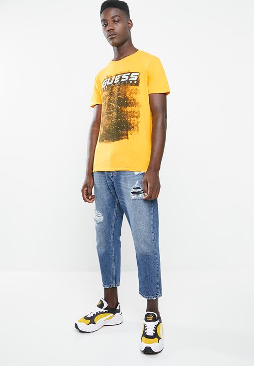 GUESS - Guess black out short sleeve tee - yellow
