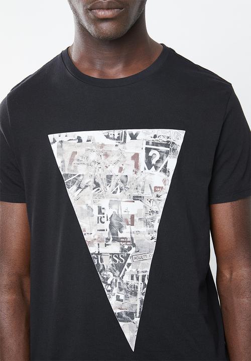 GUESS - Basic collage tri crew tee - black