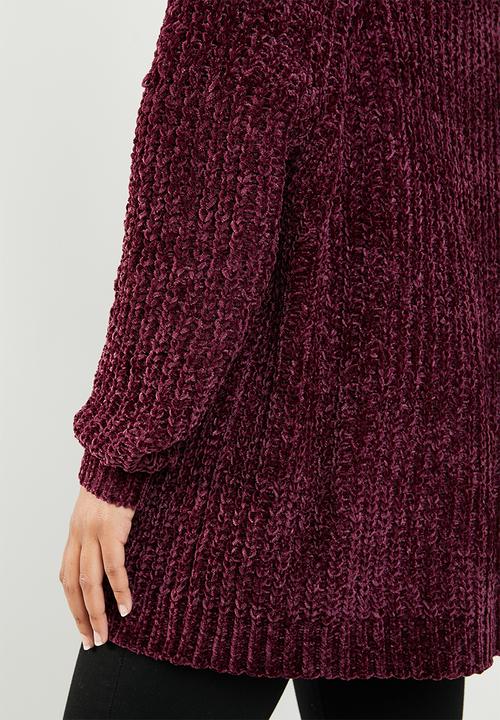 Brave Soul - Chunky bardot knit - burgundy