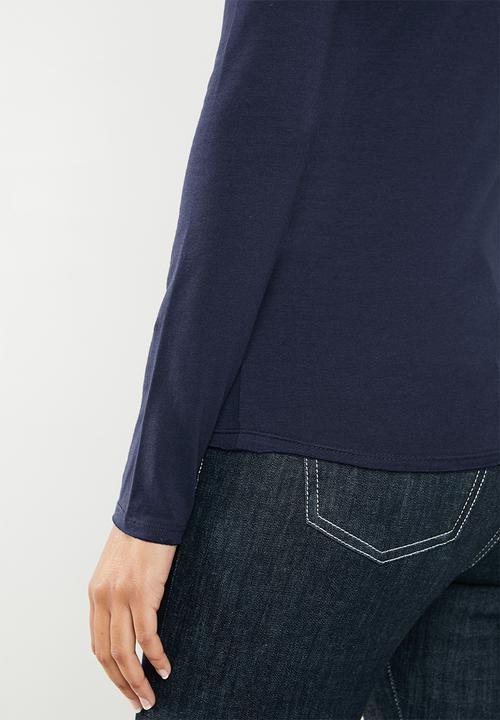 GUESS - Long sleeve bling tri T-shirt - navy