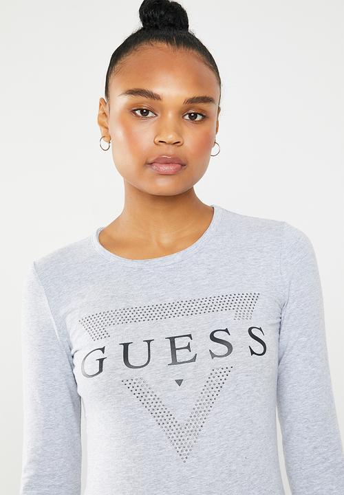 GUESS - Long sleeve bling tri T-shirt - grey