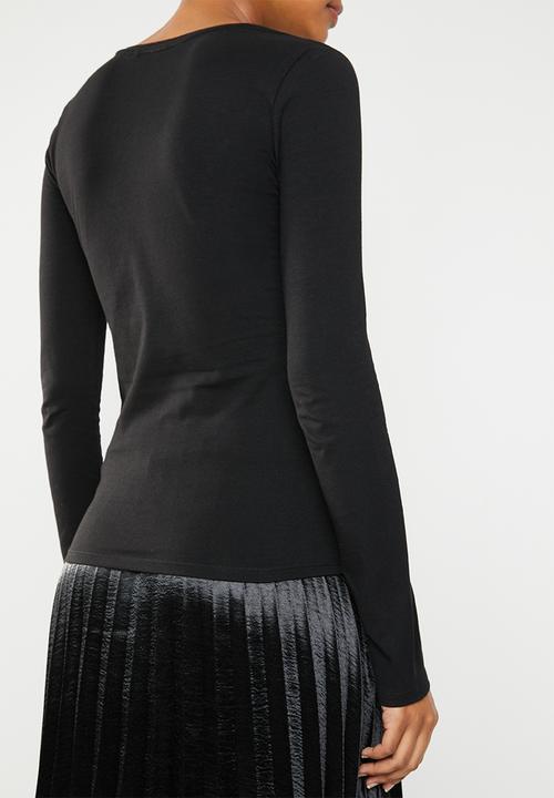 GUESS - Long sleeve embellished tri T-shirt - black