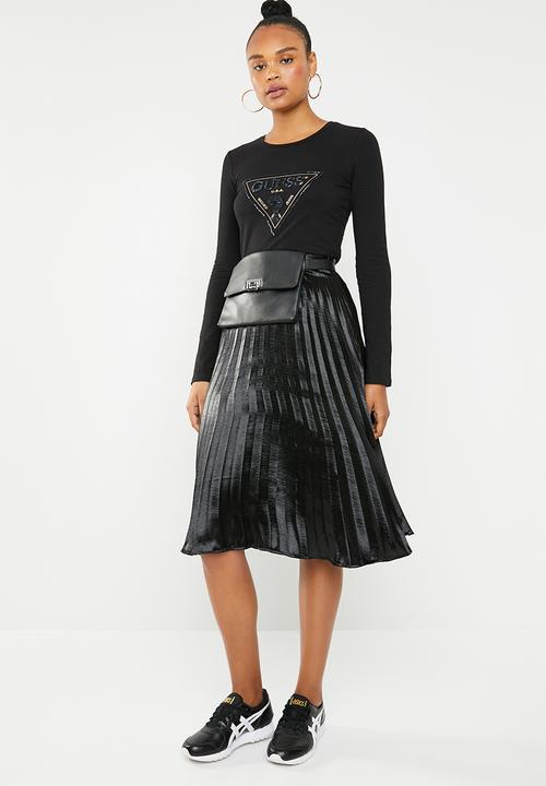 GUESS - Long sleeve embellished tri T-shirt - black