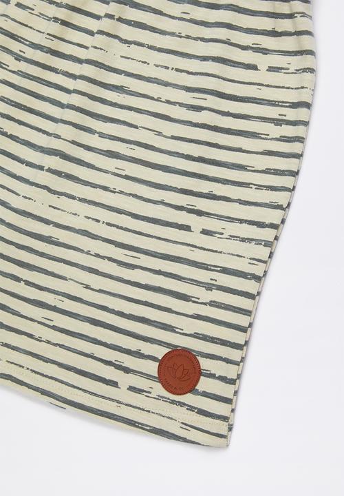 Lizzy - Stassi cut out shoulder dress - grey & beige 
