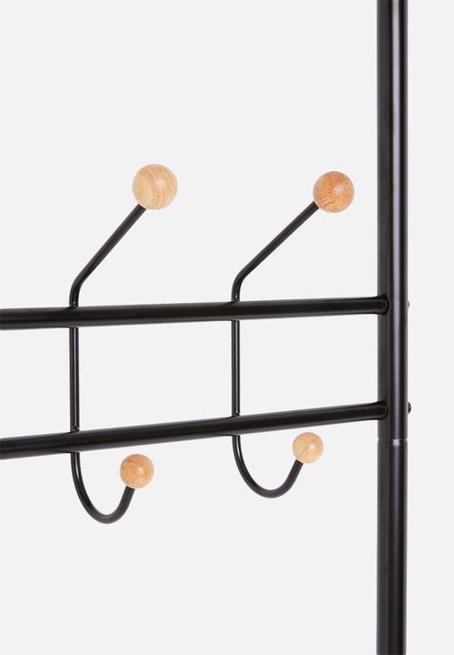 Present Time - Saturnus clothes rack - black with wooden balls
