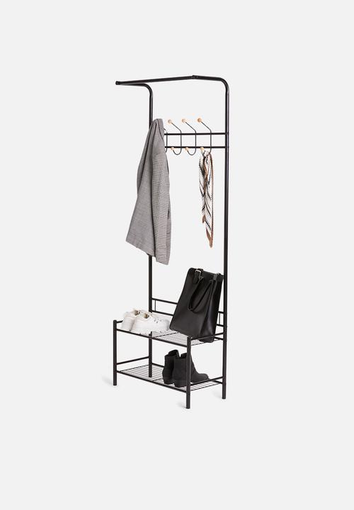 Present Time - Saturnus clothes rack - black with wooden balls