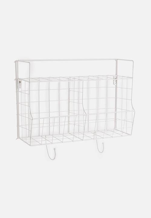 Present Time - Kitchen wall rack - metal with basket white