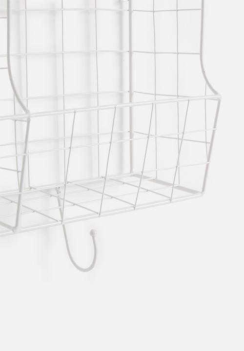 Present Time - Kitchen wall rack - metal with basket white