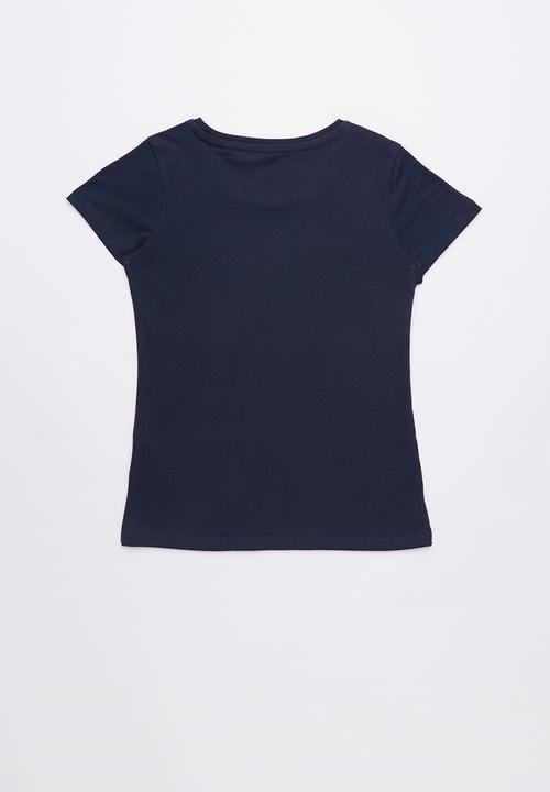 GUESS - Short sleeve tri fall off girl tee - navy