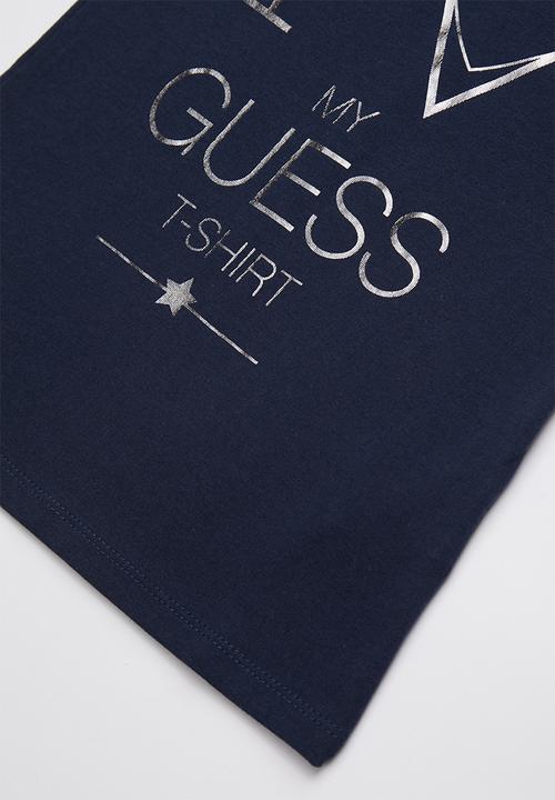 GUESS - Short sleeve tri fall off girl tee - navy