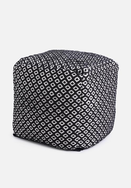 Sixth Floor - Vermont ottoman - black & white 