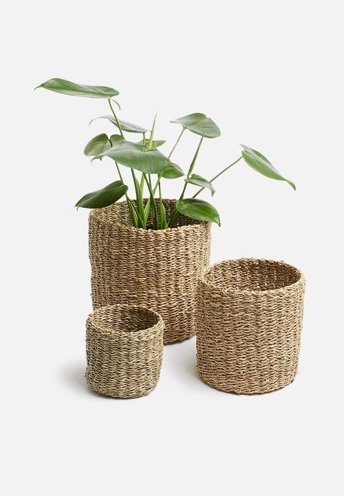 Sixth Floor - Seagrass storage baskets set of 3 - natural