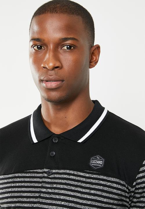 Lizzard - Vasco stripe golfer - black & grey 
