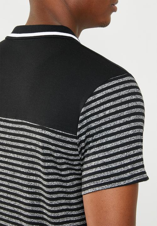 Lizzard - Vasco stripe golfer - black & grey 