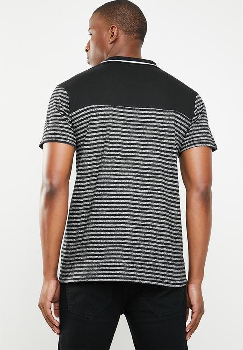 Lizzard - Vasco stripe golfer - black & grey 