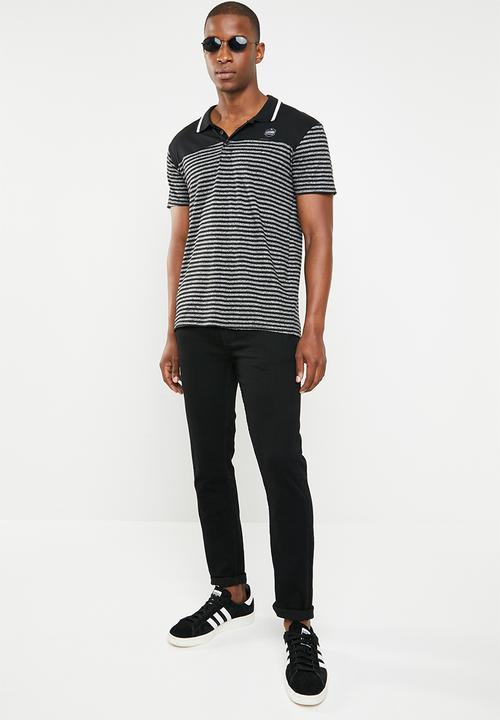 Lizzard - Vasco stripe golfer - black & grey 
