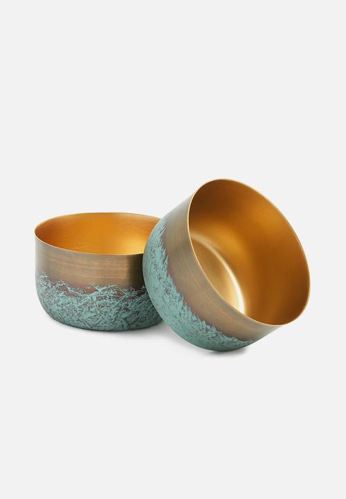Sixth Floor - Patina bowl set - gold & blue 