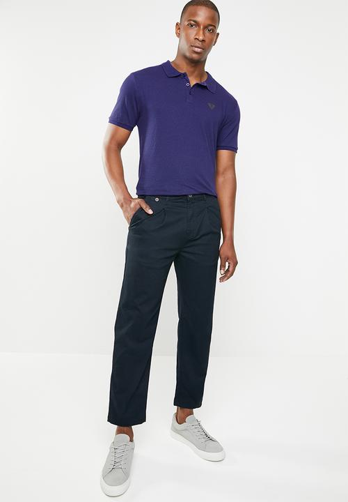 GUESS - Geometric short sleeve polo - blue