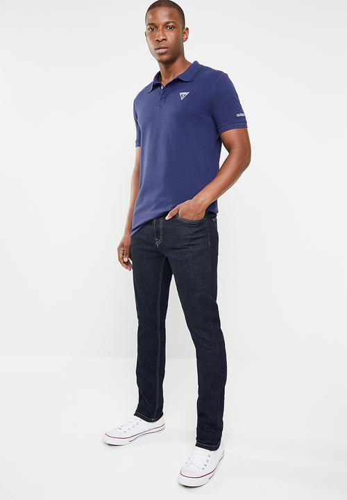 GUESS - Short sleeve core classic golfer - blue