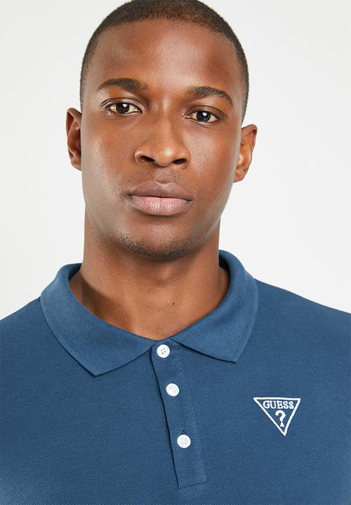 GUESS - Short sleeve core classic golfer - blue