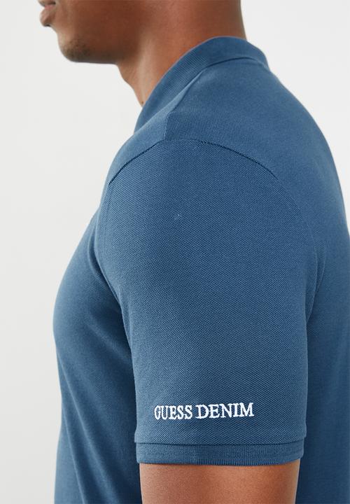GUESS - Short sleeve core classic golfer - blue