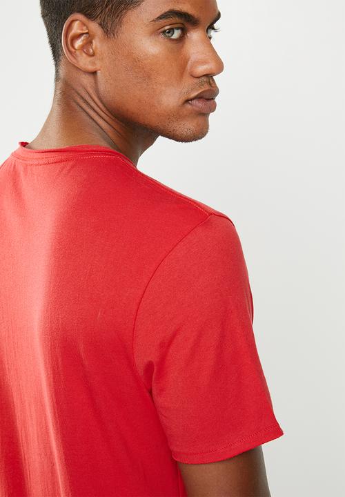 GUESS - Short sleeve pop color logo crew tee - red