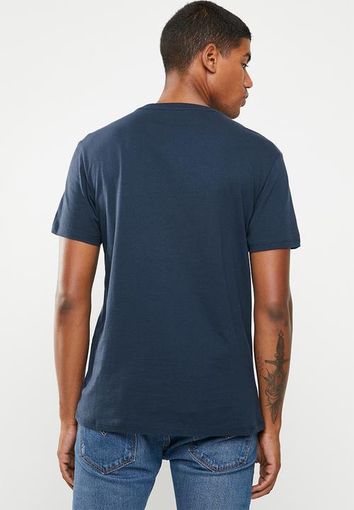 GUESS - Short sleeve basic linear logo crew tee - navy