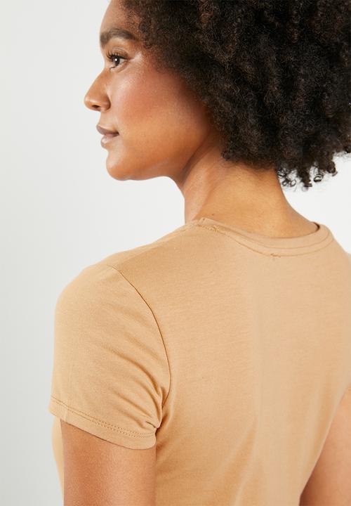 GUESS - Short sleeve ombre glitter T-shirt - brown