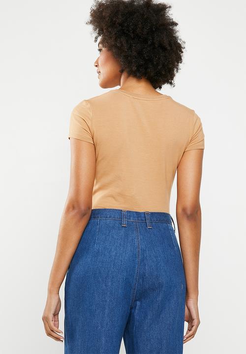 GUESS - Short sleeve ombre glitter T-shirt - brown