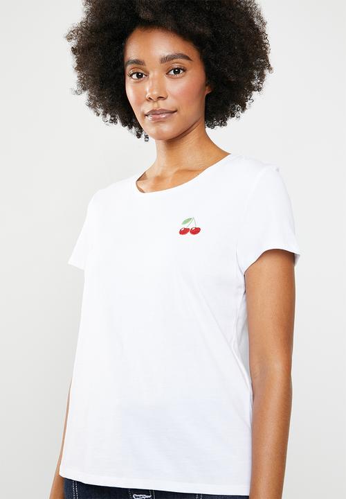ONLY - Icos cherry tee - white