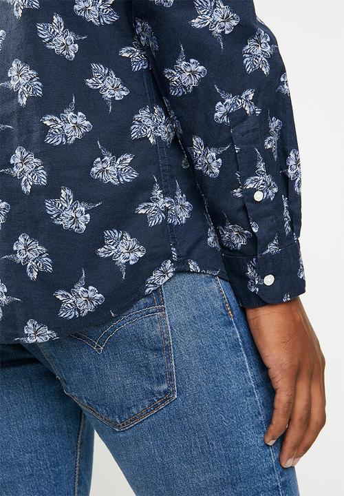 Jack & Jones - Adam printed long sleeve shirt - navy