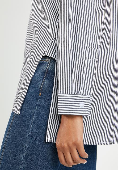 dailyfriday - Stripe embroidered shirt - black & white