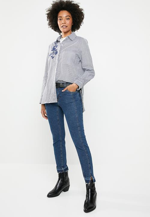 dailyfriday - Stripe embroidered shirt - black & white