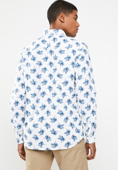 Jack & Jones - Summer Adam printed long sleeve shirt - white