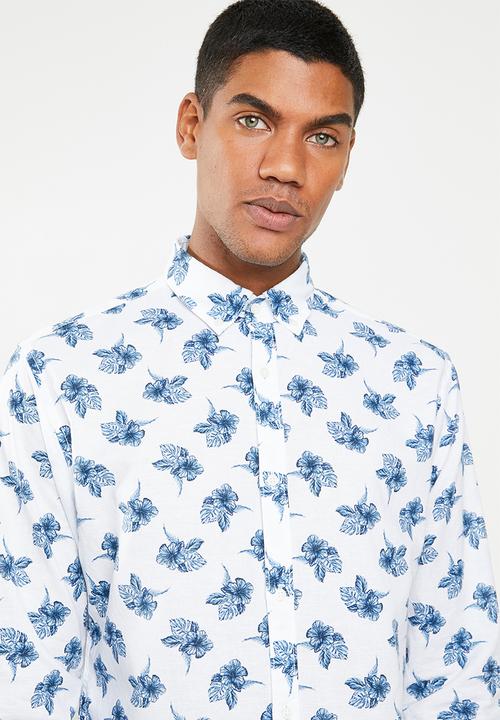 Jack & Jones - Summer Adam printed long sleeve shirt - white