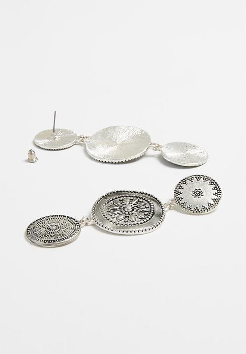 Superbalist - Vintage coin earrings - silver/black