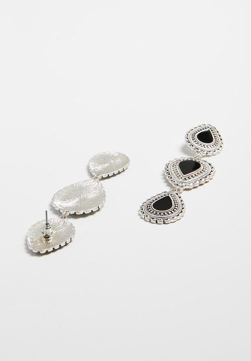 Superbalist - Tiffani statement earrings - silver & black 
