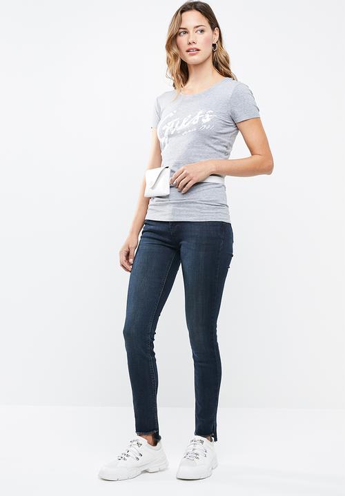 GUESS - Short sleeve script logo tee - grey