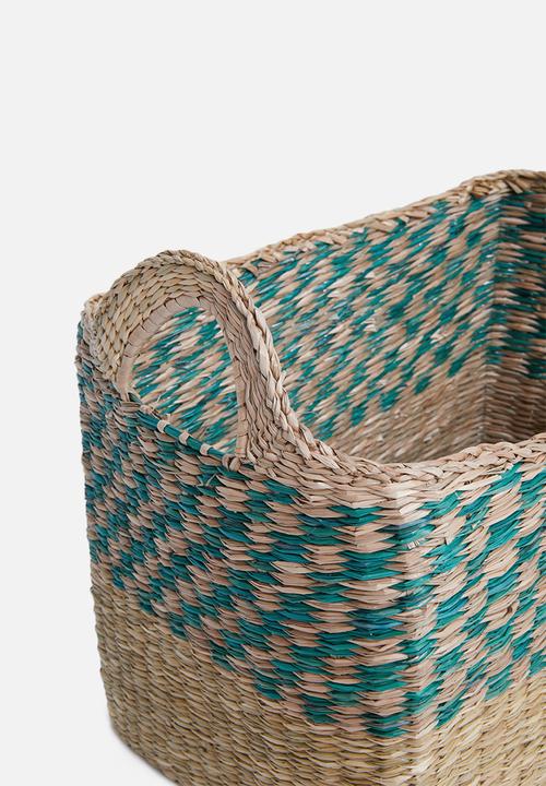 Sixth Floor - Gigi rectangular basket set of 2 - natural & blue 