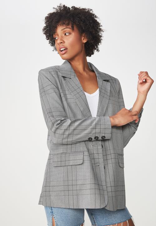 Relaxed blazer - black and white pow check Cotton On Jackets ...