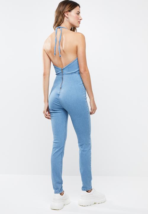 SISSY BOY - Denim jumpsuit with criss cross detail - blue