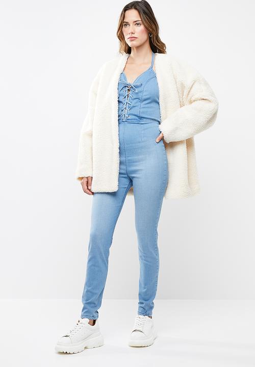SISSY BOY - Denim jumpsuit with criss cross detail - blue