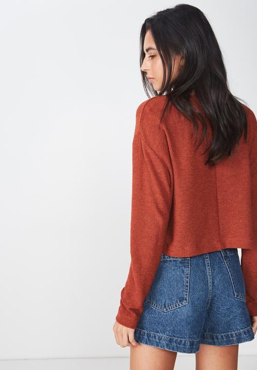 Cotton On - Arna textured boxy long sleeve - rust 
