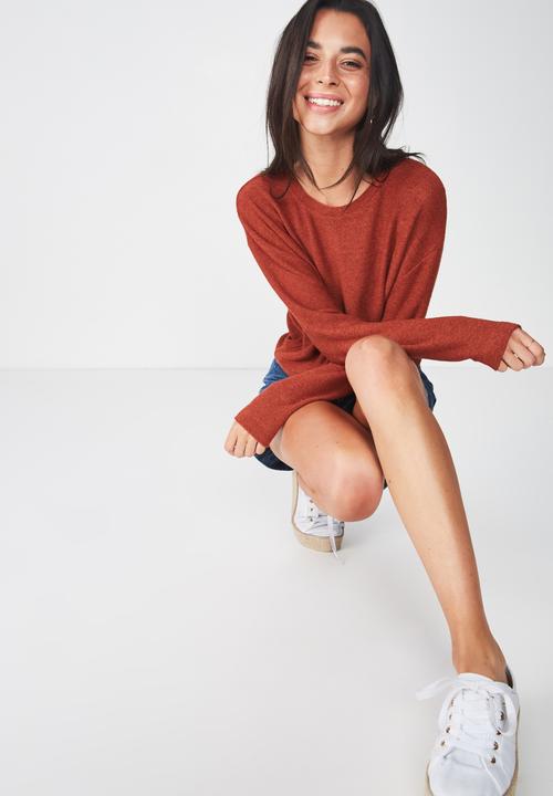 Cotton On - Arna textured boxy long sleeve - rust 