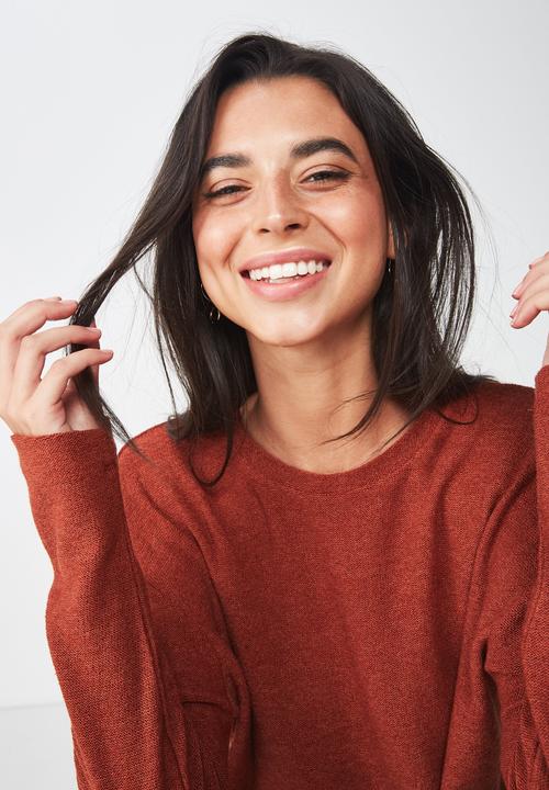 Cotton On - Arna textured boxy long sleeve - rust 