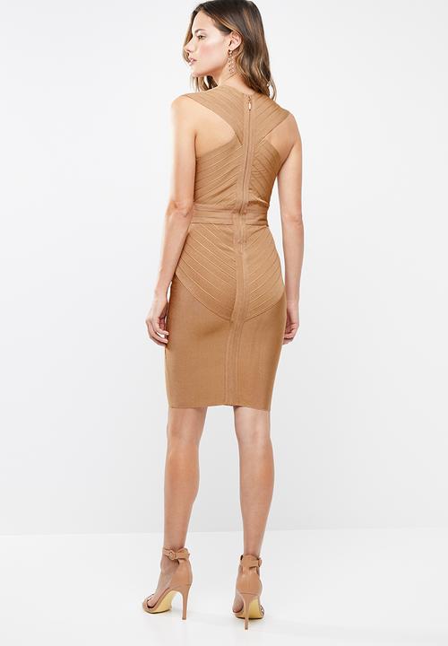 SISSY BOY - Bandage dress with plunging neckline - brown