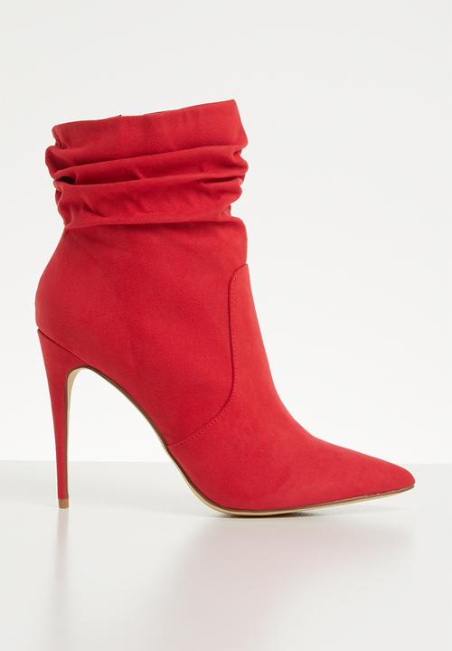Madison® - Ruched stiletto heel boot - red