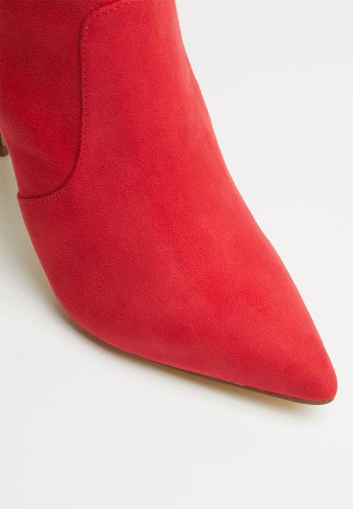 Madison® - Ruched stiletto heel boot - red