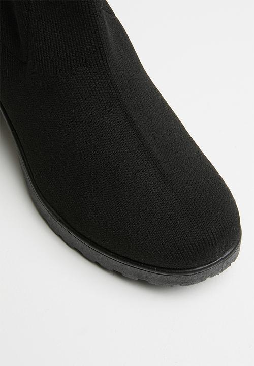 Missguided - Knitted tape cleated sole boot - black 